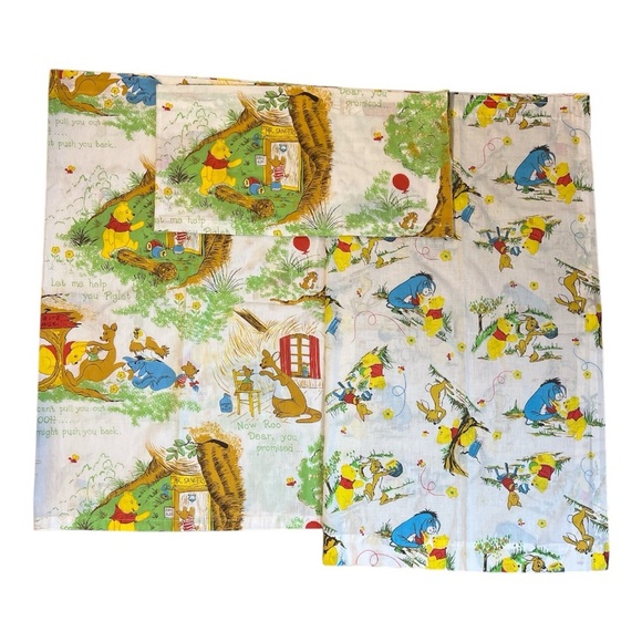 Disney Winnie the Pooh Vintage 70s Curtain Panels & Valance H1 - Picture 1 of 8